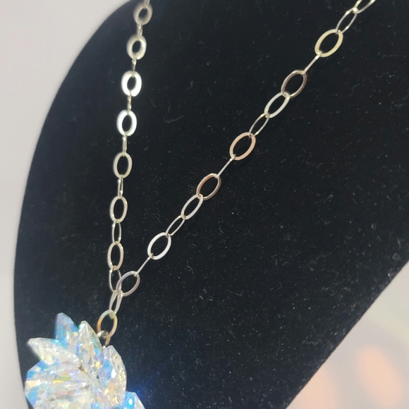 ITALIAN HANDCRAFTED CRYSTAL NECKLACE ON STERLING SILVER CHAIN - Picture 6 of 14
